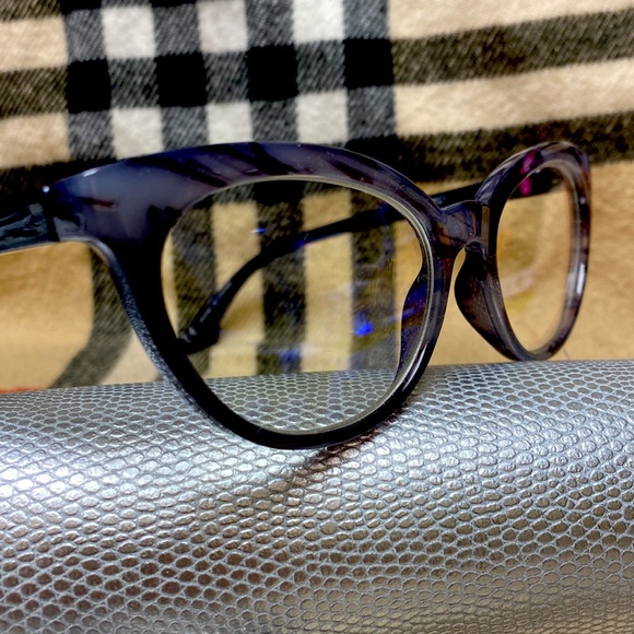 Gray Metallic Paint CatEyeFramesBlue LightBlockClearLensesEyeglasses NeverUsed - Picture 6 of 12